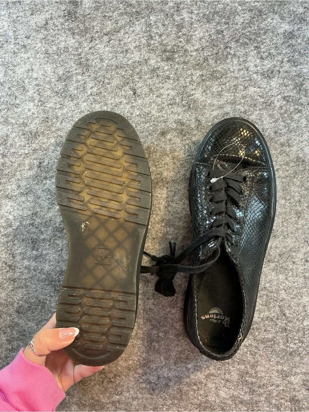 Dr. Martens Chunky Gothic Black Textured Lace-Up Oxfords Size 9